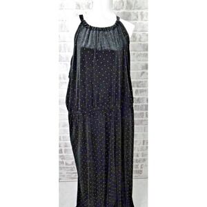 Lane Bryant Black Velvet Gold Stud Formal Jumpsuit Wide‎ Leg Sz 34 / 36